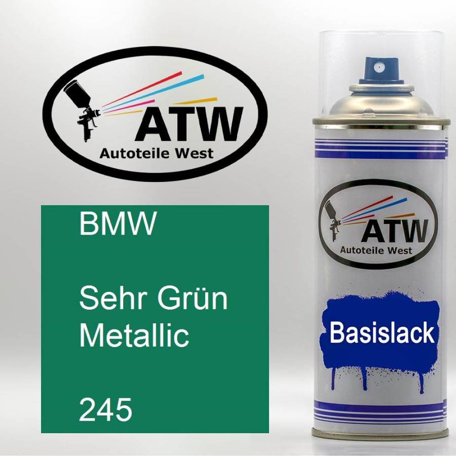 BMW, Sehr Grün Metallic, 245: 400ml Sprühdose, von ATW Autoteile West.